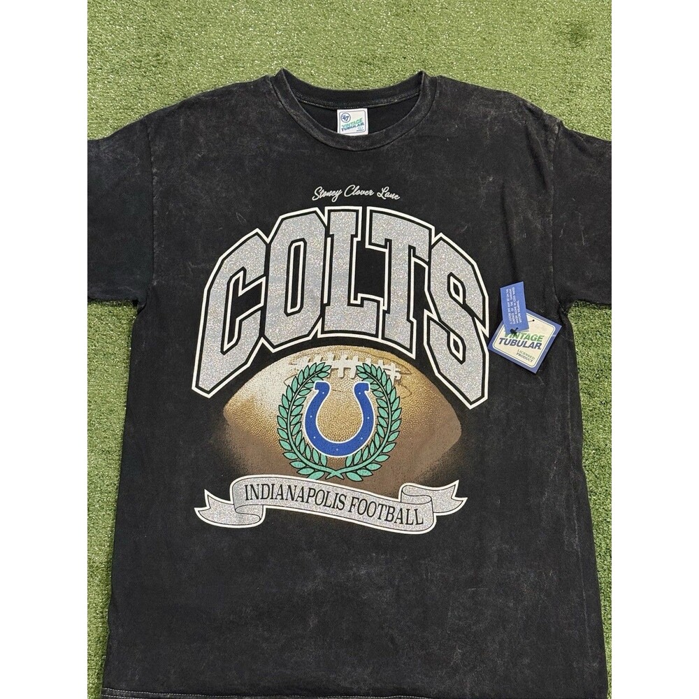 Indianapolis Colts 47 Vintage Tubular Black T Shirt Adult Large- NWT NFL